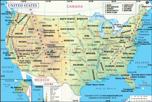 USA Map showing all the 50 states of United States of America.